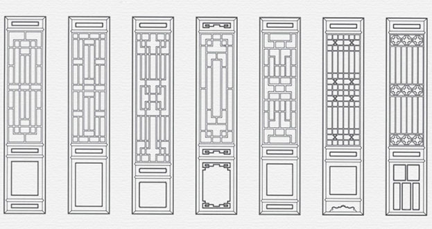 辰溪常用中式仿古花窗图案隔断设计图